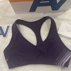 NEW AVIATOR NATION 5 stripe sports bra in Grape size Small